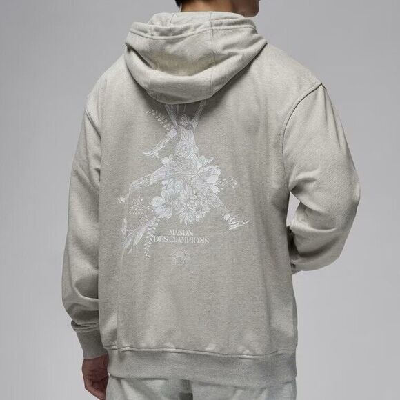 Jordan Dri-FIT Sport Men’s Size XL-2XL Grey White Paris Pullover Hoodie - Picture 2 of 8